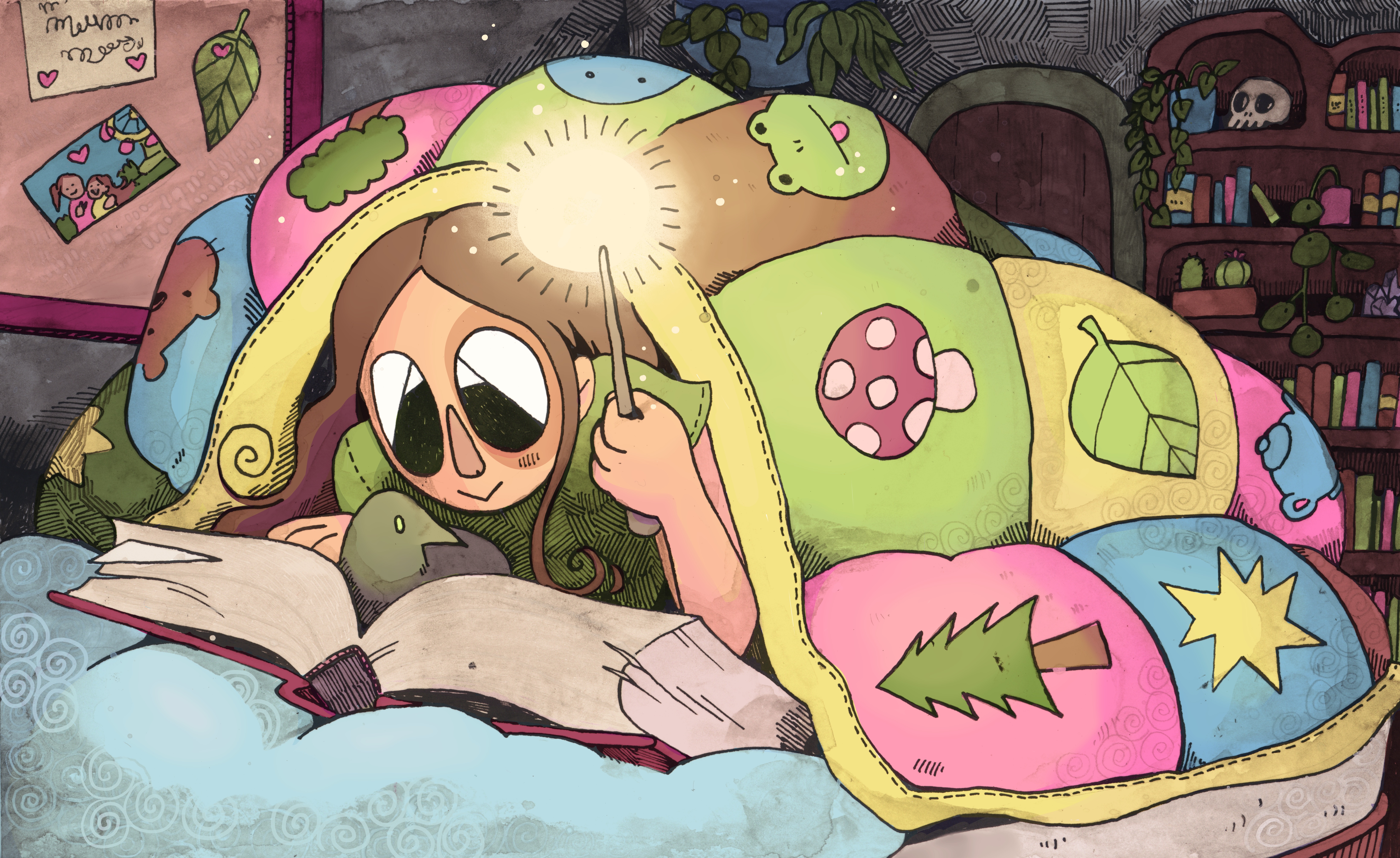 esme reading — children's book illustration by Maya Babeanu